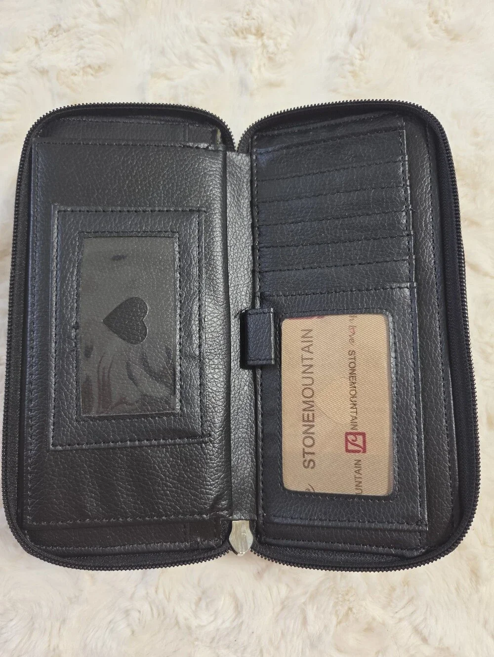 Stone Mountain - 2 Pc Genuine Leather Double Section Wallet With Checkbook Case